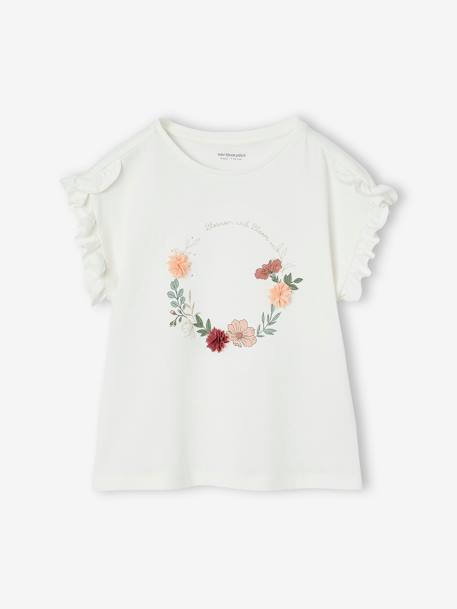 Fille-T-shirt cérémonie motif couronne de fleurs fille