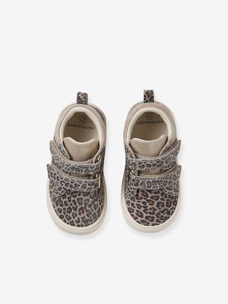 Zachte lederen baby-slofjes voor de eerste stapjes beige, bedrukt+blauw, bedrukt+brons+goud+goudgeel+groen, bedrukt+oudroze+roze (poederkleur)+roze, bedrukt+rozen+turquoiseblauw+veel roze+zachtpaars - vertbaudet enfant 