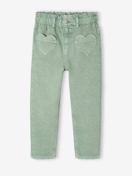 Fille-Pantalon-Pantalon paperbag fille poches coeur