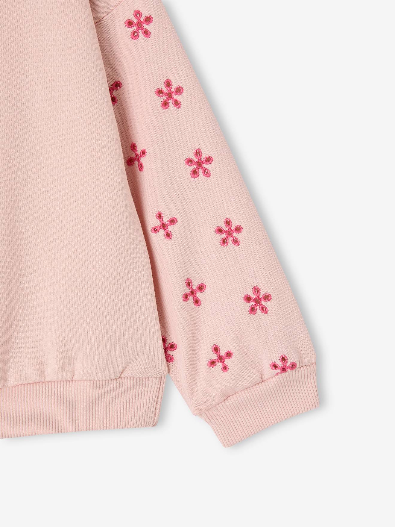 VERTBAUDET Sweat Rayé Fille Manches à Volants Vieux Rose 3A - Style Marinière Chic