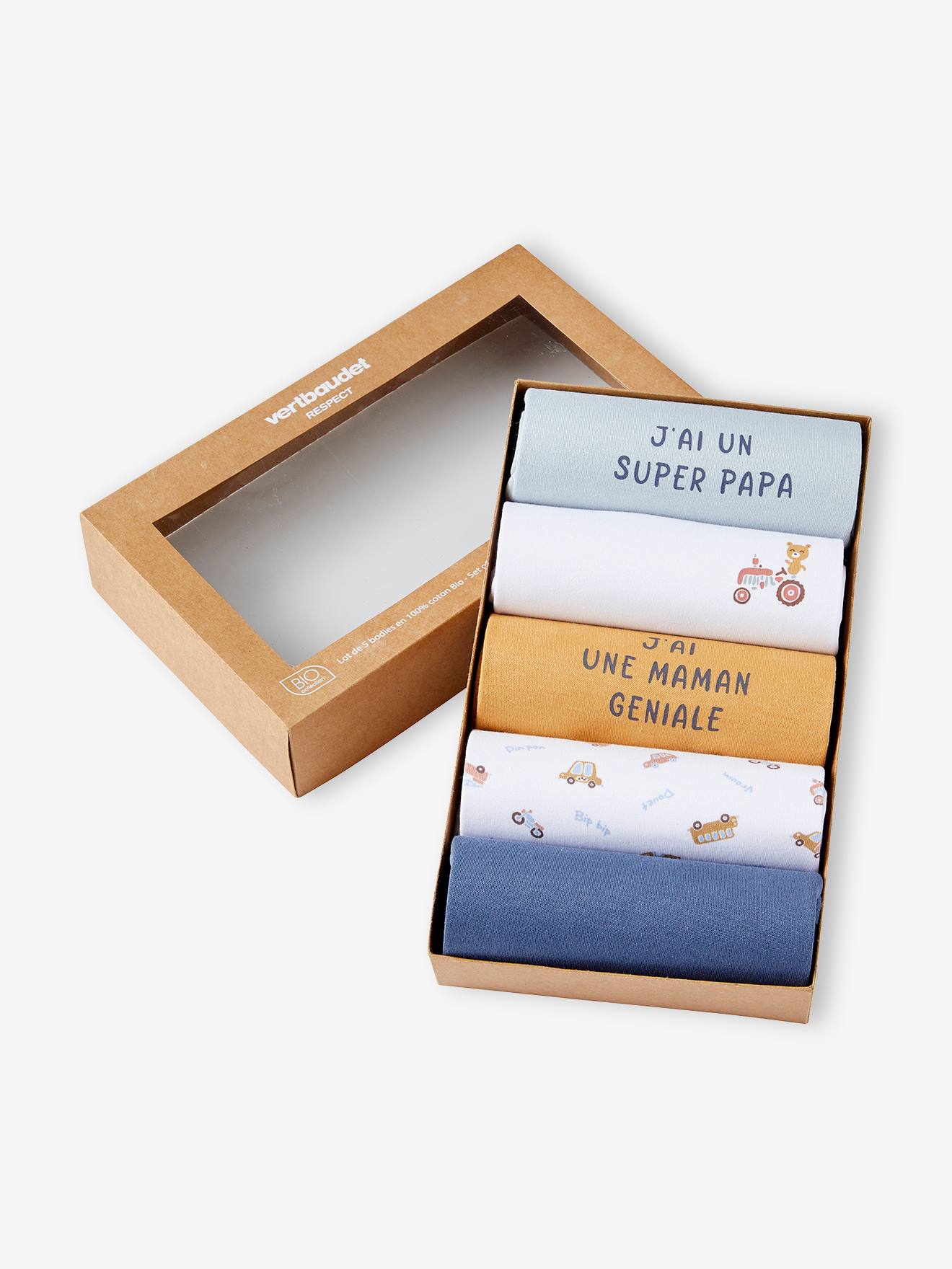 Vertbaudet Set Met 5 Rompers Korte Mouwen Blauw