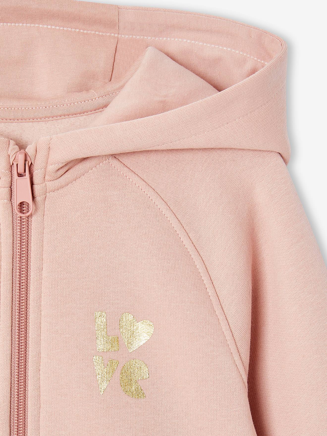 Sweat Zippé à Capuche Motif "Team" Sport Fille Rose Bonbon
