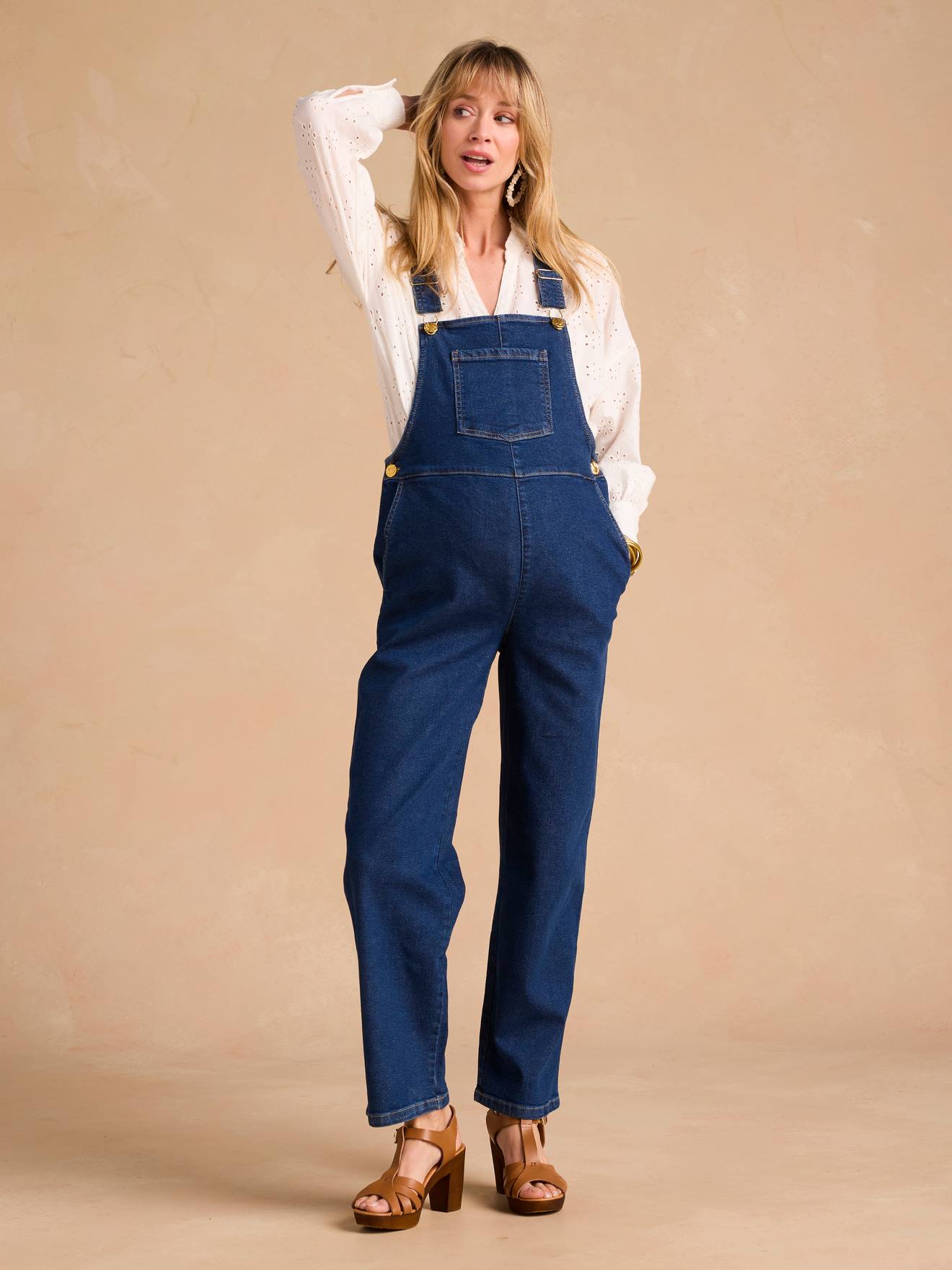Wijde Denim Zwangerschapstuinbroek Envie De Fraise Ongewassen Denim