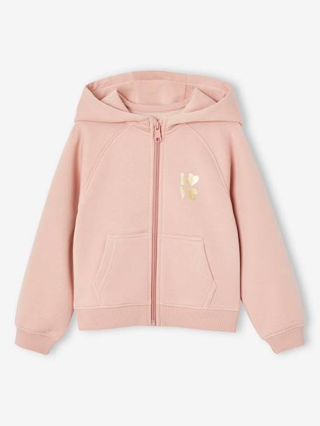 Fille-Pull, gilet, sweat-Sweat fille zippé à capuche sport 