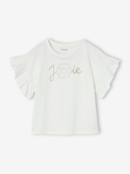 T-shirt cérémonie motif fleur en relief lettres pailletées fille  - vertbaudet enfant