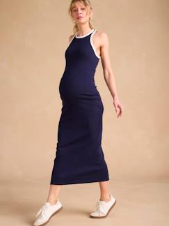 Vêtements de grossesse-Allaitement-Robe longue grossesse et allaitement en fines côtes ENVIE DE FRAISE
