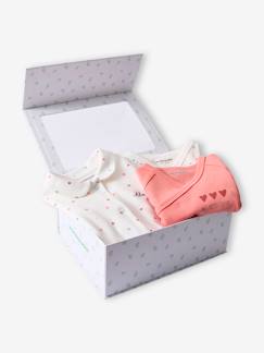 Baby-Pyjama,  overpyjama-Babyset met slaappakje en 2 personaliseerbare rompertjes met hartjes