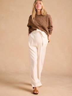 Vêtements de grossesse-Pantalon-Pantalon large de grossesse ENVIE DE FRAISE matière légère avec lin