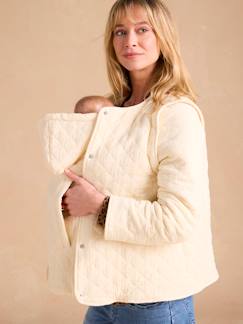 Vêtements de grossesse-Veste matelassée évolutive avec protège-bébé grossesse et post grossesse ENVIE DE FRAISE en gaze de coton