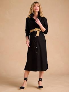 Vêtements de grossesse-Allaitement-Robe chemise longue en lin mélangé grossesse et allaitement ENVIE DE FRAISE coton effet lin