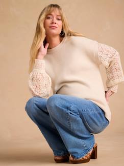 Vêtements de grossesse-Pull, gilet-Pull grossesse bi-matière effet 2 en 1 ENVIE DE FRAISE