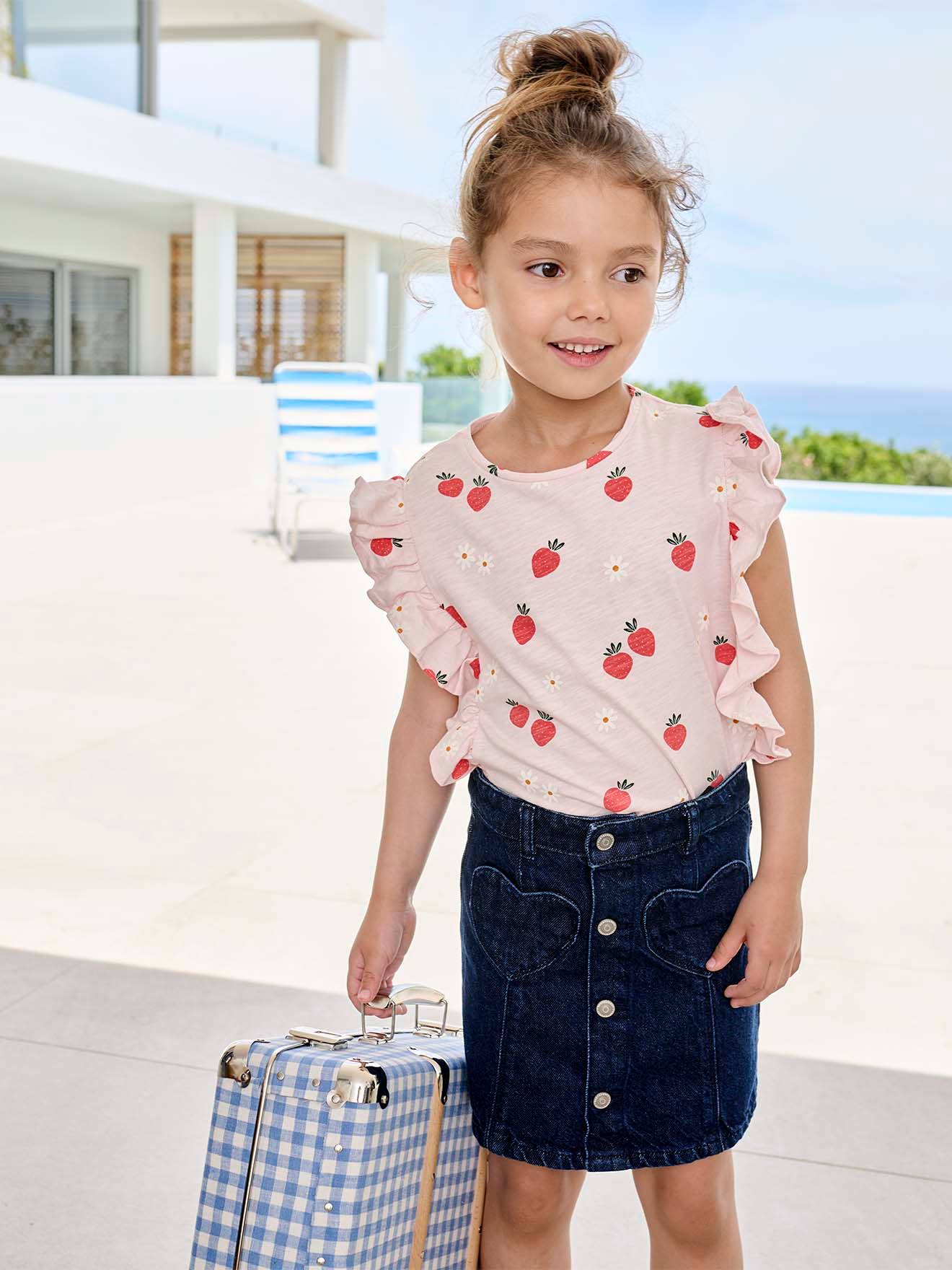Vertbaudet Jeans Meisjesrok Met Knopen Ongewassen Denim