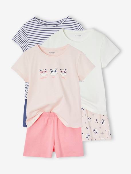 Fille-Pyjama, surpyjama-Lot de 3 pyjashorts panda fille