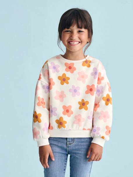 Fille-Pull, gilet, sweat-Sweat motifs fantaisie fille