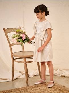 -Feestjurk met lamellen en plooieffect met vlindermouwen