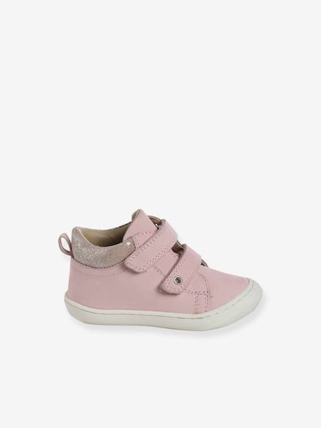 Zachte lederen baby-slofjes voor de eerste stapjes beige, bedrukt+blauw, bedrukt+brons+goud+goudgeel+groen, bedrukt+oudroze+roze (poederkleur)+roze, bedrukt+rozen+turquoiseblauw+veel roze+zachtpaars - vertbaudet enfant 