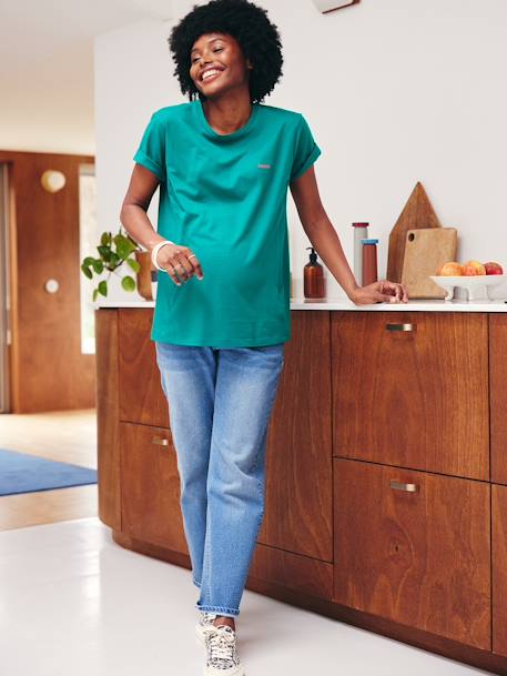 T-shirt brodé de grossesse et d'allaitement en coton Rayé marine+Rayé rouge+vert - vertbaudet enfant 