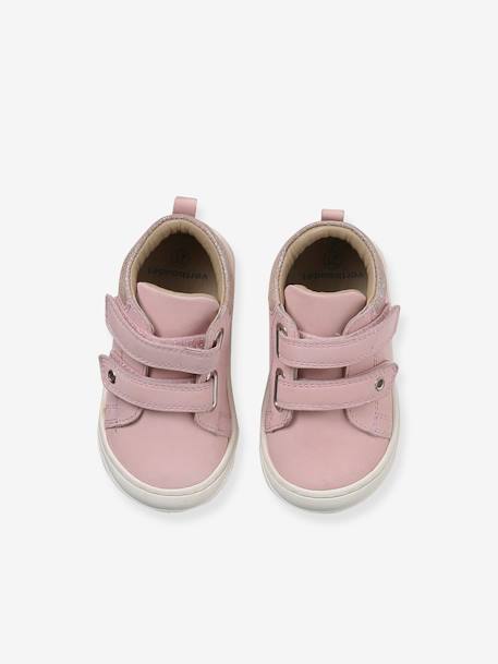 Zachte lederen baby-slofjes voor de eerste stapjes beige, bedrukt+blauw, bedrukt+brons+goud+goudgeel+groen, bedrukt+oudroze+roze (poederkleur)+roze, bedrukt+rozen+turquoiseblauw+veel roze+zachtpaars - vertbaudet enfant 