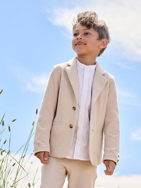 Ensemble céremonie chemise col Mao, veste et pantalon garçon beige+bleu ciel+vert d'eau - vertbaudet enfant 