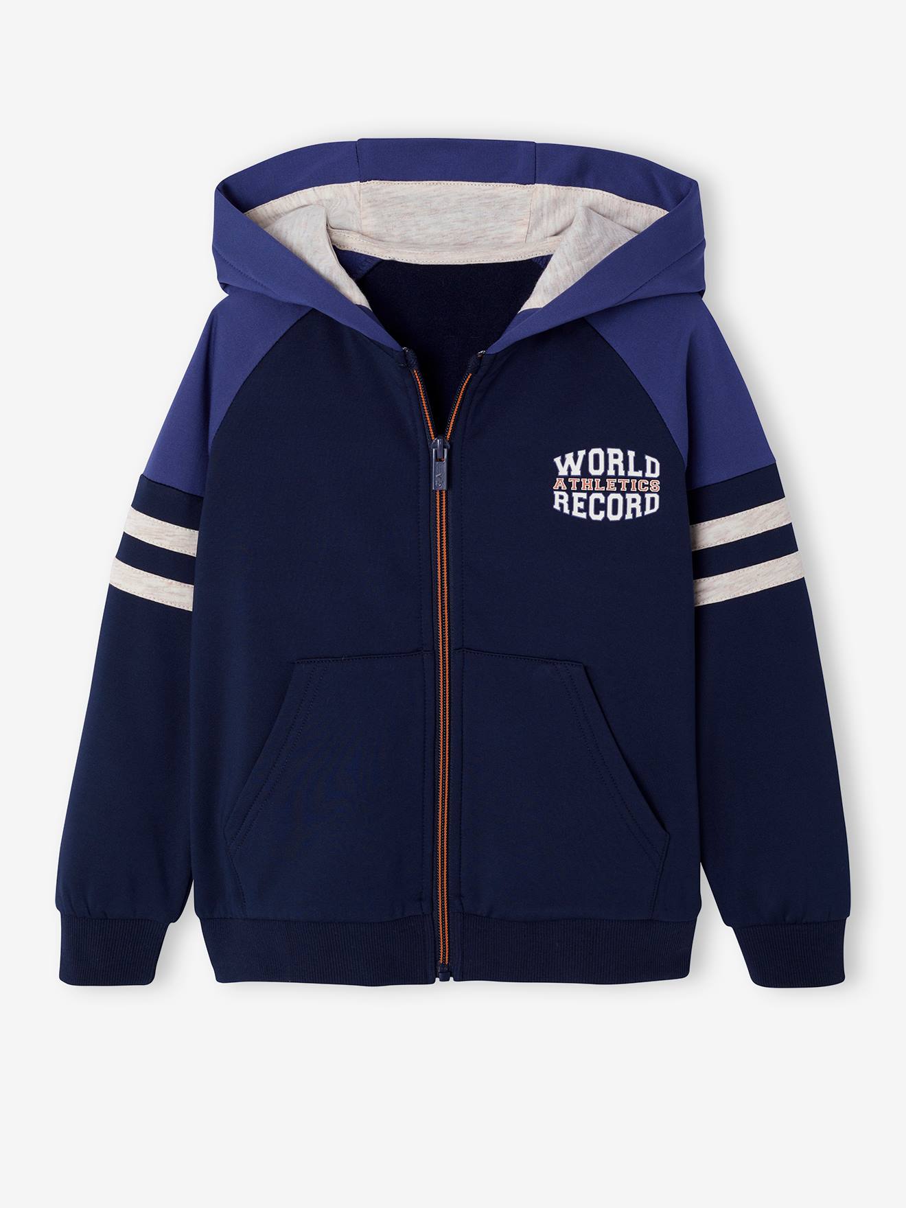 Vertbaudet Sportsweater Met Raglanmouwen En Ritssluiting Voor Jongens Marineblauw