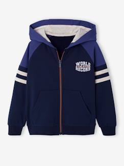 -Sweat garçon zippé à capuche sport manches raglan 