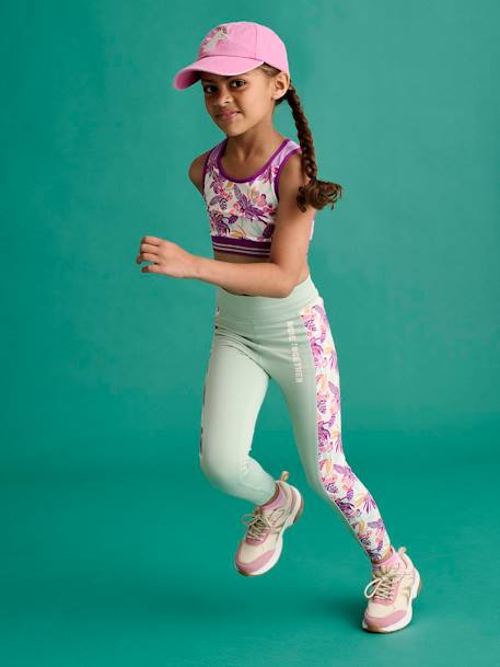 Fille-Legging-Legging technique sport fille bandes côtés imprimées