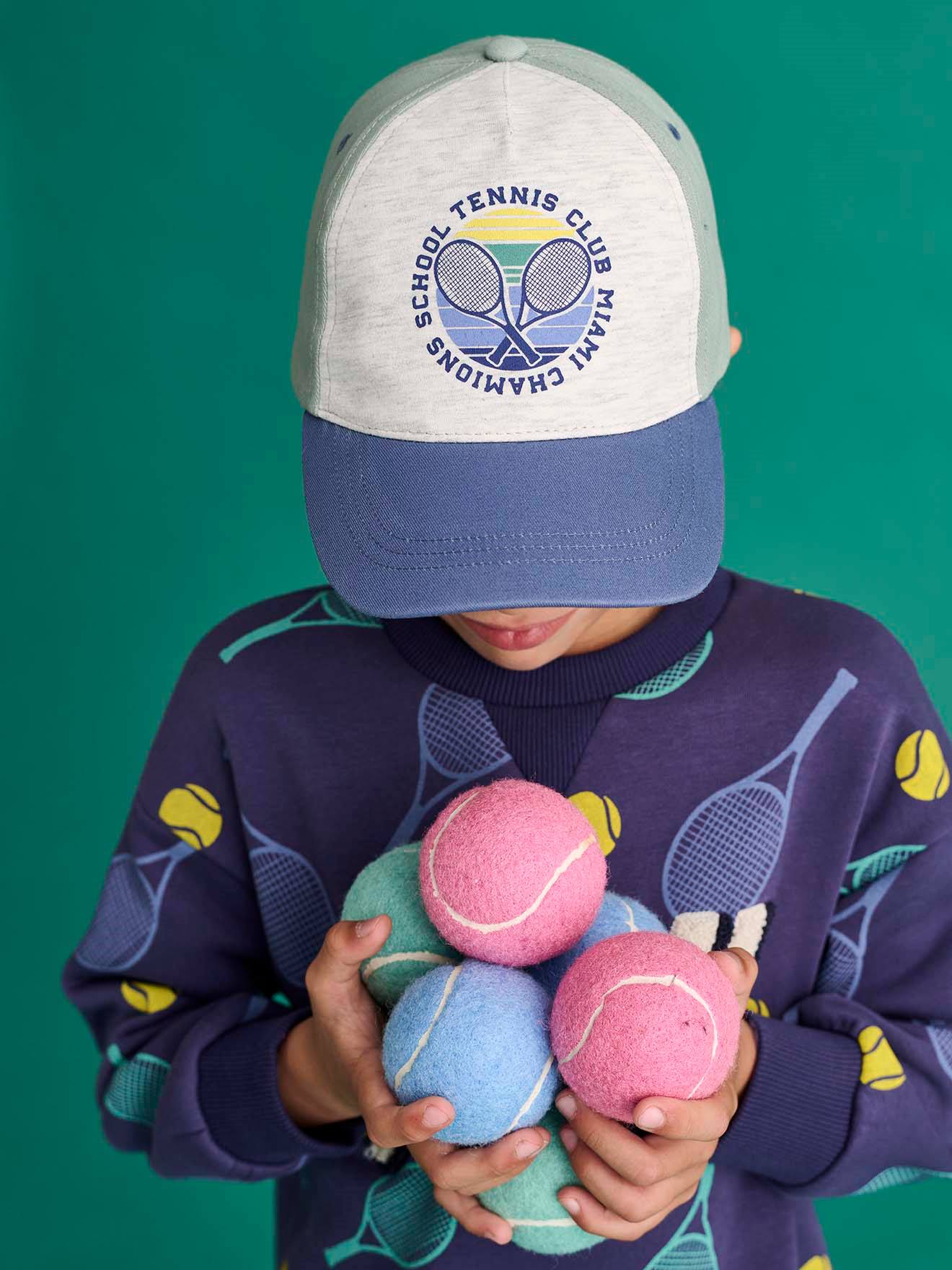 Vertbaudet Jongenspet "Miami Tennis Club" Blauw