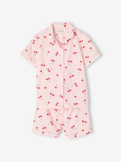 -Pyjama voor meisjes in popeline Cherry