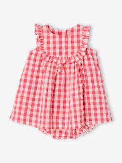 Baby-Rok, jurk-Geboorteset jurk en broekje ruitjesstof