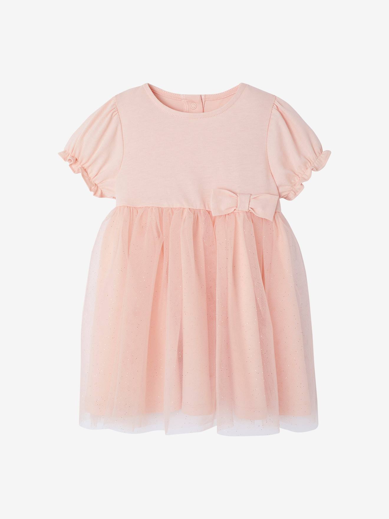 Vertbaudet Tulle Glitter Jurk Voor Baby Lichtroze