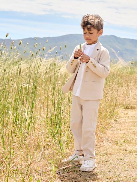 Ensemble céremonie chemise col Mao, veste et pantalon garçon beige+bleu ciel+vert d'eau - vertbaudet enfant 