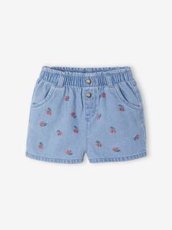 -Short bébé en denim brodé 