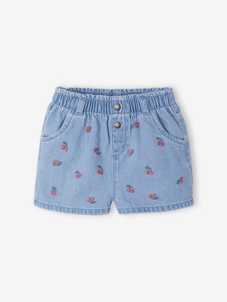 Short en denim brodé bébé  - vertbaudet enfant