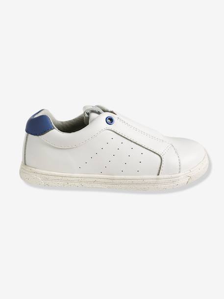 Baskets élastiquées garçon en cuir Blanc+Bleu foncé+Gris imprimé - vertbaudet enfant 