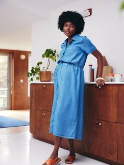 Vêtements de grossesse-Allaitement-Robe-chemise longue en lyocell grossesse et allaitement
