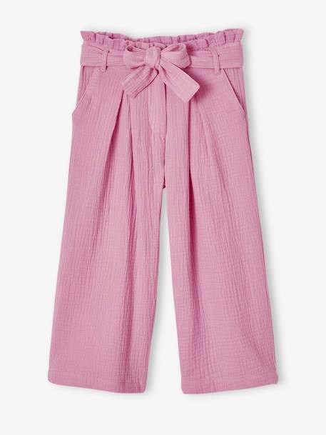 Fille-Pantalon-Pantacourt large en gaze de coton fille