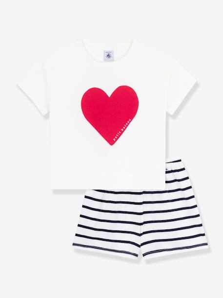 Fille-Pyjama, surpyjama-Pyjama short enfant imprimé coeur PETIT BATEAU