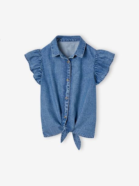 Fille-Blouse en denim avec nouette fille