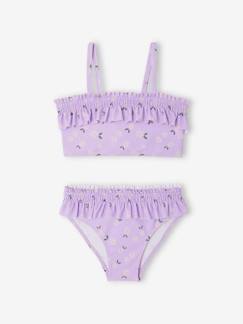 -Maillot de bain fille 2 pièces haut smocké et volanté bas volanté