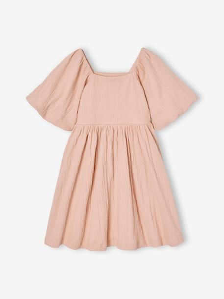 Fille-Robe cérémonie smocks dos fille en tissu reliéfé