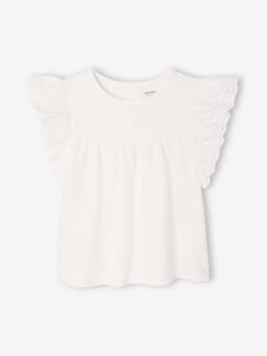 Bébé-T-shirt, sous-pull-T-shirt manches en broderie anglaise bébé