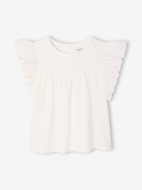 Bébé-T-shirt manches en broderie anglaise bébé