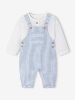 Bébé-Salopette, combinaison-Ensemble bébé naissance cérémonie chemise salopette en lin et coton