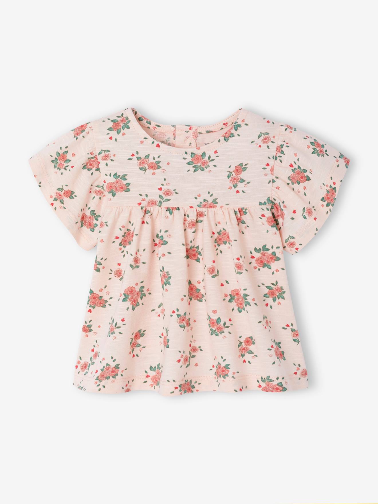 Vertbaudet Biologisch Katoenen Bloemetjes T-shirt Voor Baby's Lichtroze