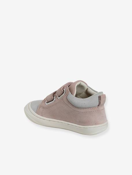 Zachte lederen baby-slofjes voor de eerste stapjes beige, bedrukt+blauw, bedrukt+brons+goud+goudgeel+groen, bedrukt+oudroze+roze (poederkleur)+roze, bedrukt+rozen+turquoiseblauw+veel roze+zachtpaars - vertbaudet enfant 