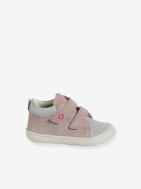 Zachte lederen baby-slofjes voor de eerste stapjes beige, bedrukt+blauw, bedrukt+brons+goud+goudgeel+groen, bedrukt+oudroze+roze (poederkleur)+roze, bedrukt+rozen+turquoiseblauw+veel roze+zachtpaars - vertbaudet enfant 