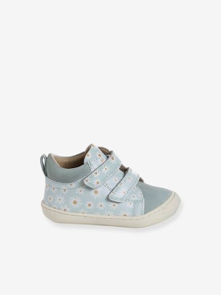 Zachte lederen baby-slofjes voor de eerste stapjes beige, bedrukt+blauw, bedrukt+brons+goud+goudgeel+groen, bedrukt+oudroze+roze (poederkleur)+roze, bedrukt+rozen+turquoiseblauw+veel roze+zachtpaars - vertbaudet enfant 