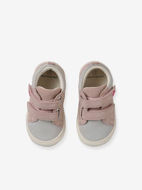 Zachte lederen baby-slofjes voor de eerste stapjes beige, bedrukt+blauw, bedrukt+brons+goud+goudgeel+groen, bedrukt+oudroze+roze (poederkleur)+roze, bedrukt+rozen+turquoiseblauw+veel roze+zachtpaars - vertbaudet enfant 