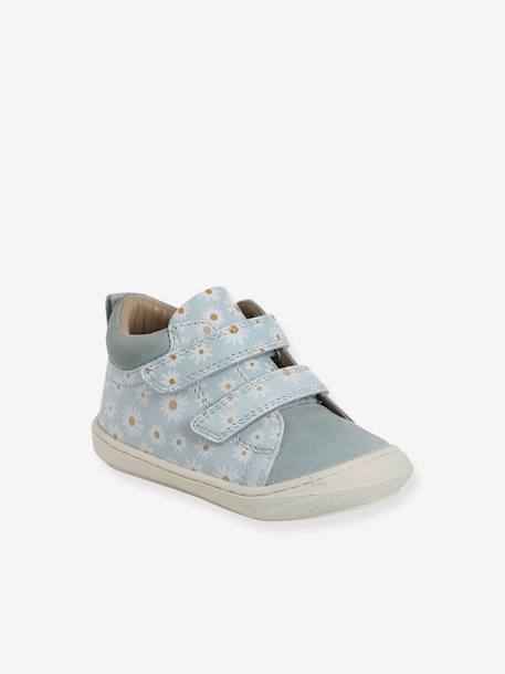 Zachte lederen baby-slofjes voor de eerste stapjes beige, bedrukt+blauw, bedrukt+brons+goud+goudgeel+groen, bedrukt+oudroze+roze (poederkleur)+roze, bedrukt+rozen+turquoiseblauw+veel roze+zachtpaars - vertbaudet enfant 