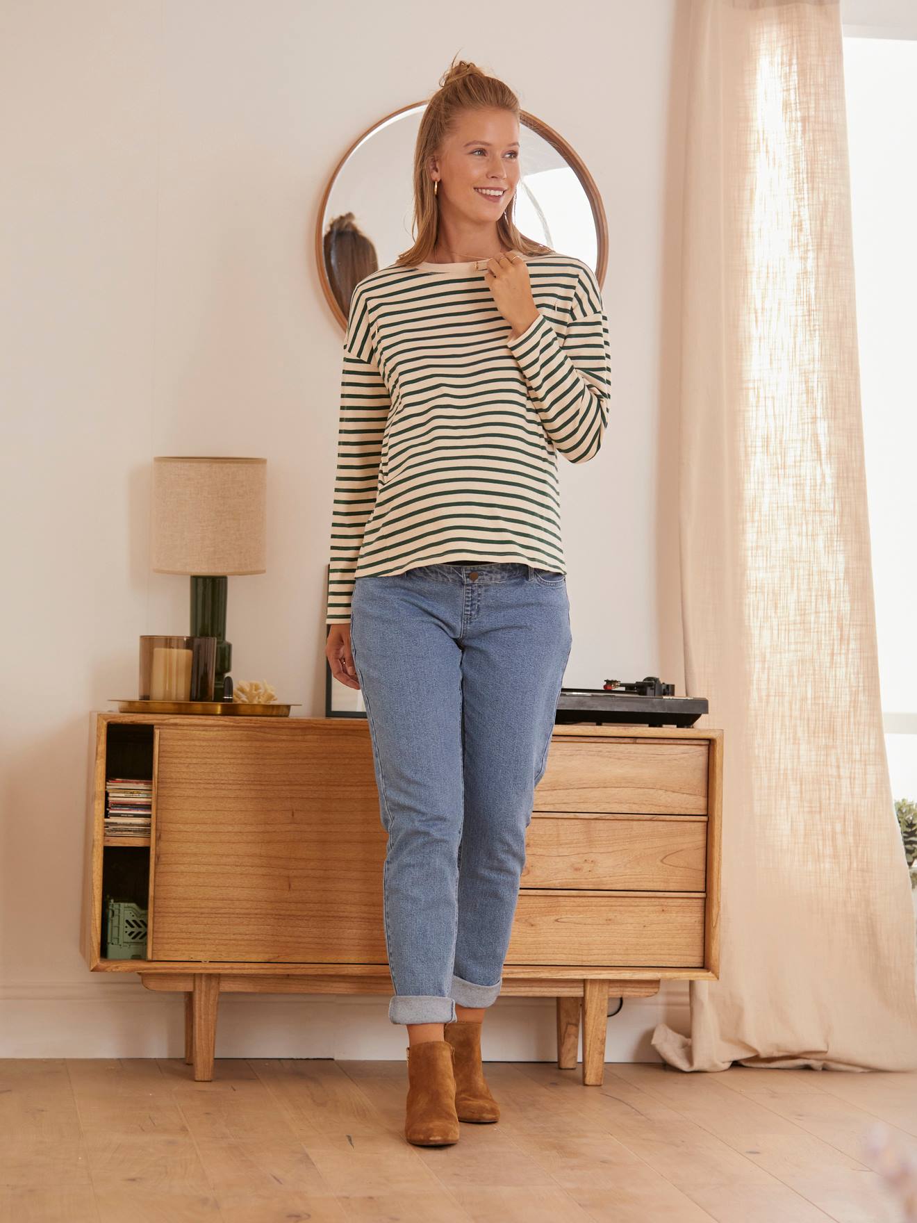 Vertbaudet Naadloze Zwangerschapsjeans Met Band Bleu Stone
